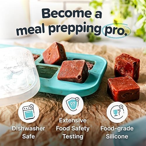 Souper Cubes Silicone Freezer Molds - 2 Tbsp Portion Control for Garlic, Herbs & More - Aqua | 2-Pack