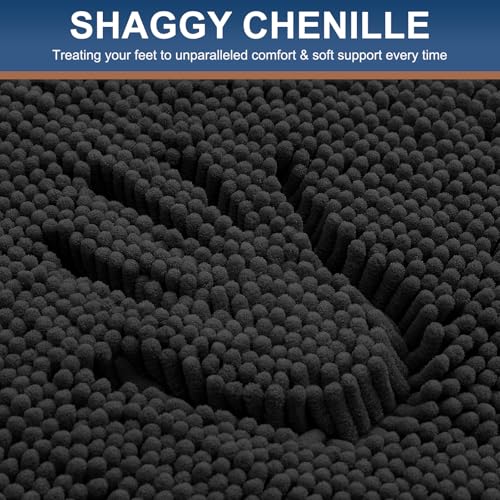 Smiry Luxury Chenille Bathroom Rug 30x20 Soft Absorbent Non-Slip Bath Mat
