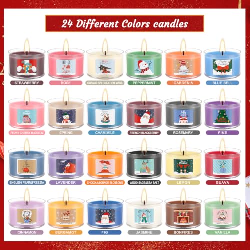 Howemon 24 Days Advent Calendar Candles 2026 – 24 Variety Scented Soy Wax Gift Set (#1)