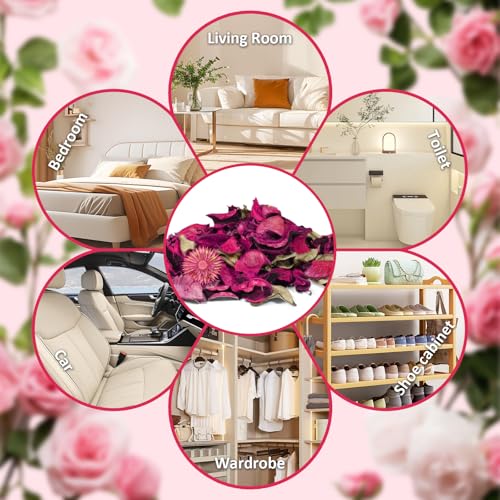 Rose Scented Dried Flower Potpourri Bowl Filler - 2 Pack with Essential Oil