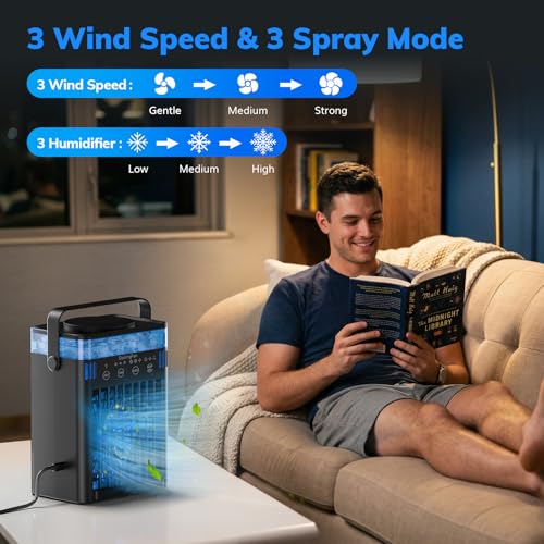 Portable Air Conditioner Mini Desktop AC Fan with Remote 1000ml Tank