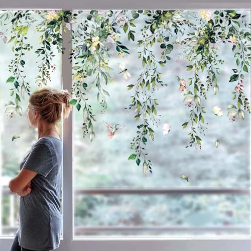 9 Sheets Summer Flower Window Clings - Reusable Floral Decals