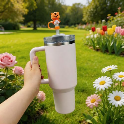 Silicone Straw Cover for Stanley Tumbler 30oz & 40oz - Tiger Shape Topper