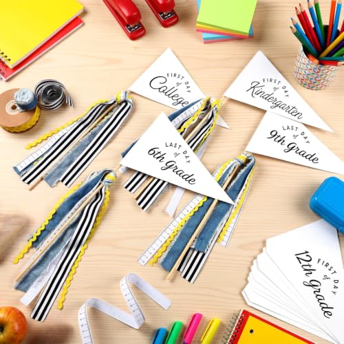First and Last Day of School Pennant Flags, 34-Piece DIY Photo Prop Kit