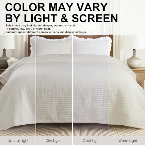 Oversized King Quilt Set (112" x 106") - Soft Lightweight Bedspread & Shams