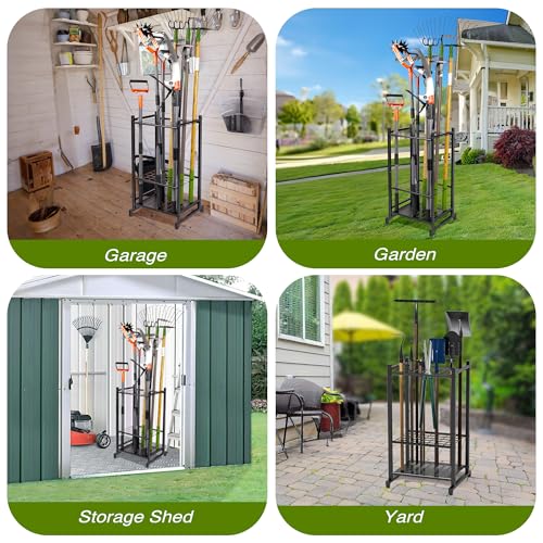 Heavy Duty Garden Tool Organizer Rack for Garage and Shed Storage