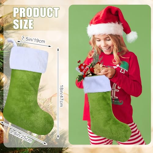 Shinymoon 12-Pack Christmas Stockings 18 Inch Large Faux Fur Holiday Decor Green & White