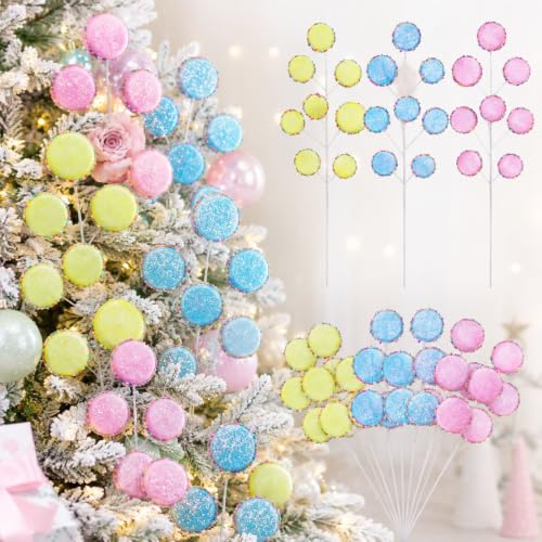 Vivid Style 12 Pcs Candy Land Christmas Tree Picks, 20-Inch Holiday Decor