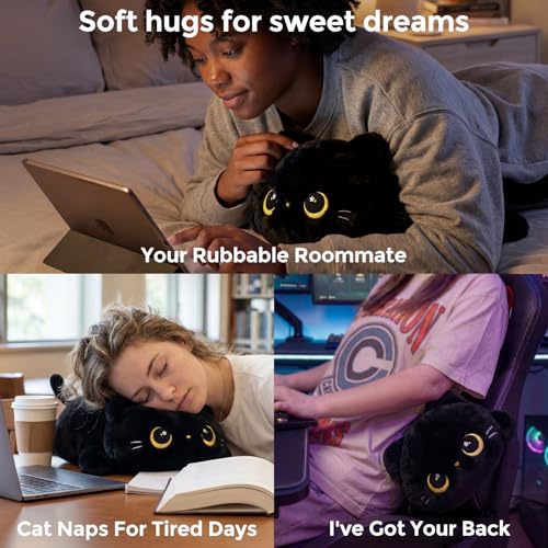 Mewaii Black Cat Plush Pillow Cute Plushies, Squishy & Huggable, 13