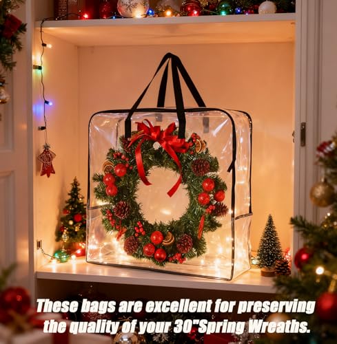 5-Pack Clear Wreath Storage Bag 30-Inch Holiday Garland Organizer