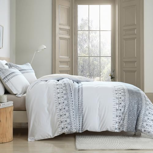 Boho Cotton Queen Duvet Cover 90"x90" - 3 Piece Bedding Set