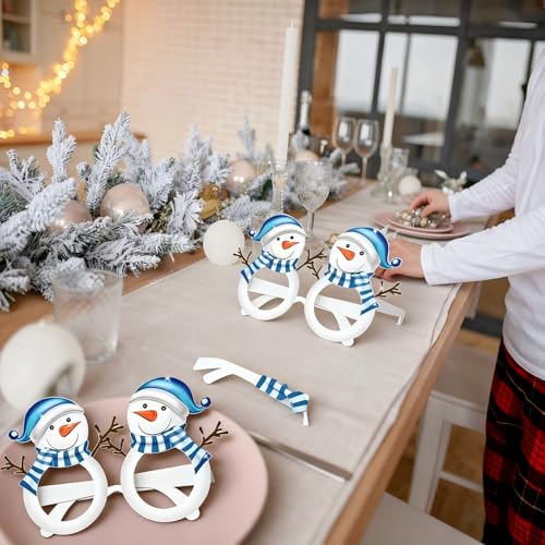 Winter Christmas Photo Booth Props 24 Pcs Snowflake Snowman Eyeglasses Party Decorations