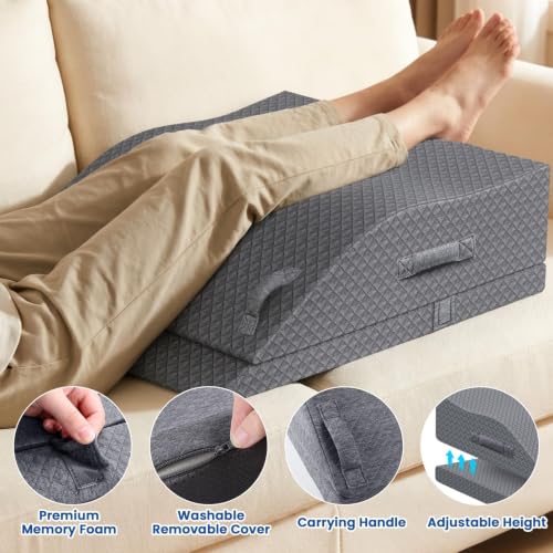 Adjustable Memory Foam Leg Elevation Pillow for Recovery