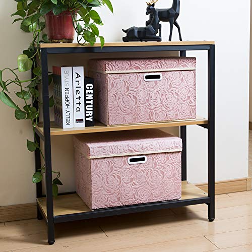 Collapsible Storage Bin with Lid Fabric Cube Organizer Pink