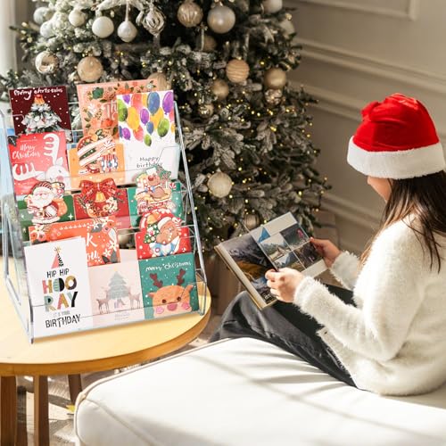 5-Tier Acrylic Card Display Stand for Greeting Cards, Postcards & Stickers
