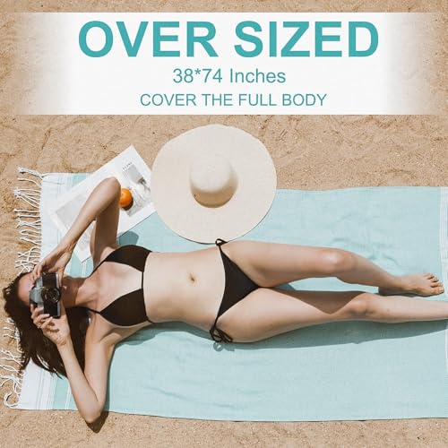 Genovega 6-Pack Oversized Turkish Beach Towels Set - 74"x38" Quick Dry