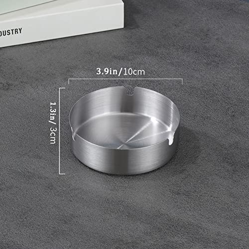 Large Stainless Steel Ashtray - 2 Pack, Windproof Metal Smoking Tray