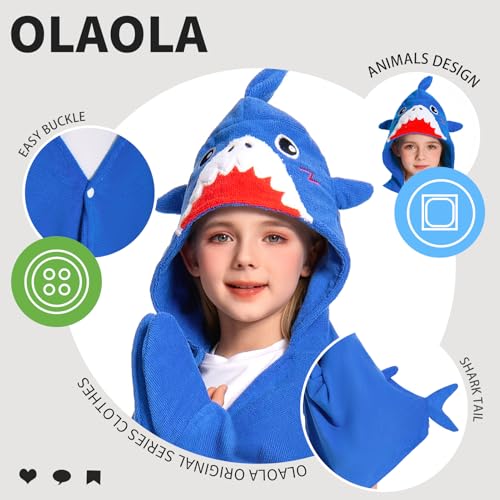 Kids Shark Hooded Towel Wrap - Soft Microfiber Beach & Bath Poncho