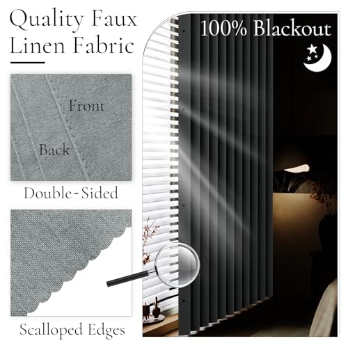 100% Blackout Magnetic Door Curtain Panel for Closet & Hallway, Gray - 45x80