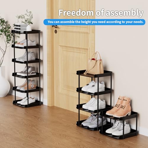 6-Tier Vertical Narrow Shoe Rack, Stackable Tall Skinny Storage Organizer