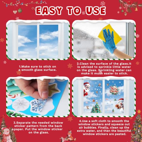 Joeyan Gold Christmas Tree Window Clings - Large Holiday Decor, 9 Sheets