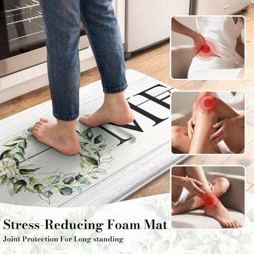 2-Piece Anti-Fatigue Kitchen Mat Set, Waterproof Cushioned Standing Desk Rugs