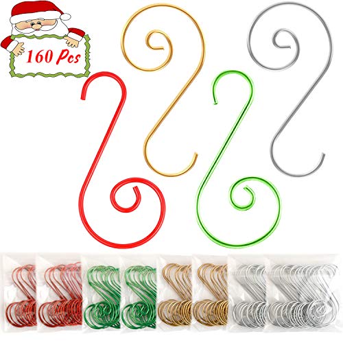 Christmas Ornament Hooks 160 Pcs - Metal Swirl Scroll Tree Hangers
