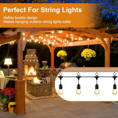 30 PCS Heavy Duty Screw Hooks with Safety Buckle for String Lights & Plants