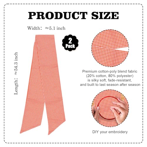 Orange & White Gingham Wreath Sash 2-Pack - Fall Front Door Decor