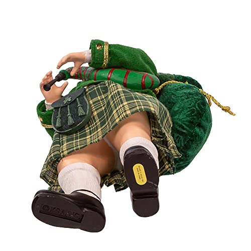 Kurt Adler 10.5-Inch Irish Bagpiper Santa Ornament - Musical Christmas Decoration