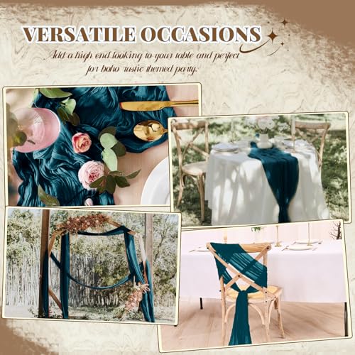 Pesonlook 24 Pack Teal Cheesecloth Table Runner 17.7x108 Inch for Wedding & Party Decor
