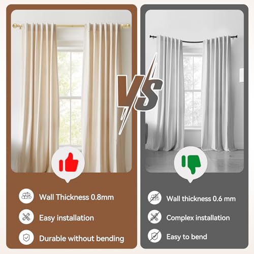 Gold Adjustable Curtain Rod 28-48 Inch - 5/8" Heavy Duty Metal Drapery Rod