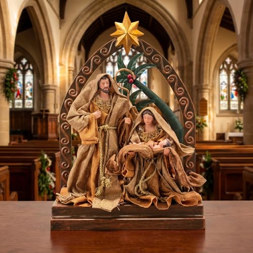 Resin Nativity Scene Set - 14.5" Holy Family Figurines for Holiday Decor