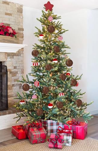 Oairse Bronze 4" Large Christmas Ornaments Set of 6 - Shatterproof Glitter Ball Bulk Xmas Tree Decor