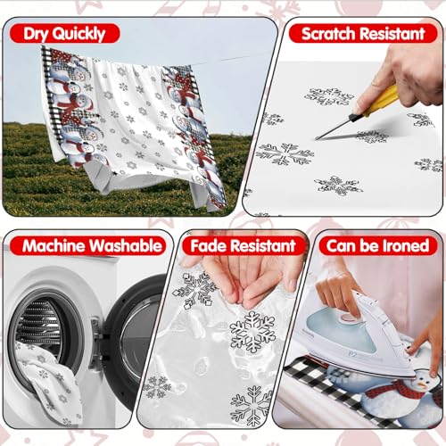 QIALETS 60-Inch Round Snowman Christmas Tablecloth Water-Resistant Holiday Decor