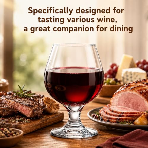 Set of 6 11-Oz Brandy & Whiskey Glasses - Durable Tasting Glassware for Spirits & Cocktails