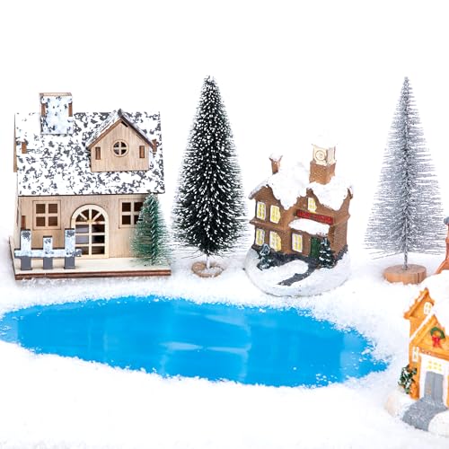 59" x 15.7" Christmas Village Ocean Display Mat, Miniature Landscape Pad