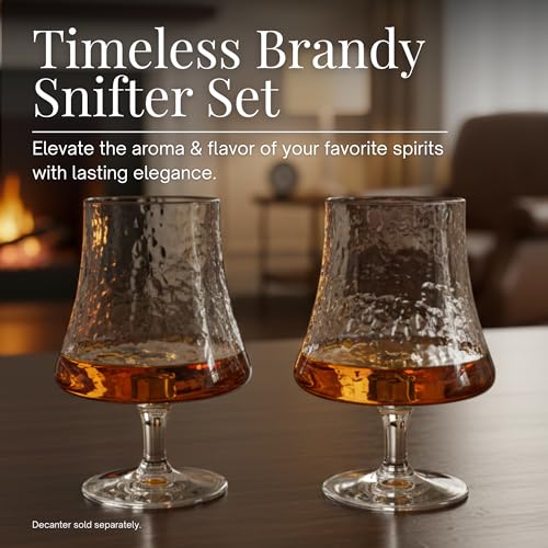 Bec's Designs Premium Brandy Snifter Glasses Set - 8oz Heavy-Base Stemware for Cognac & Whiskey
