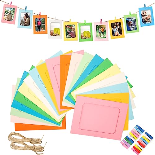 20-Piece Hanging Paper Photo Frame Set, 4x6 Inch Cardboard Picture Holders