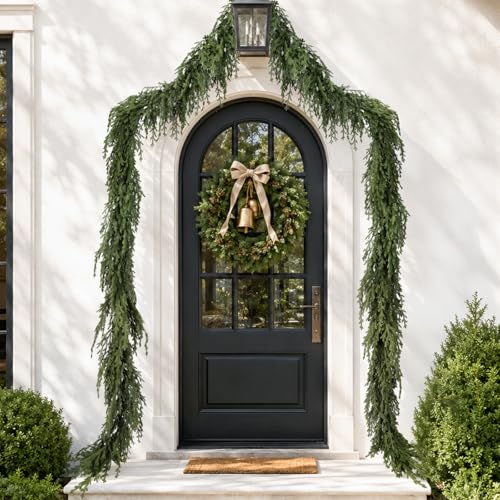 HOHOTIME Upgraded 9ft Christmas Norfolk Pine Garland - Real Touch Greenery Decoration