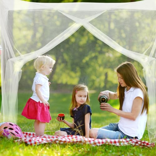 White Bed Canopy Mosquito Net with Side Opening (75 x 35 x 63 Inch)