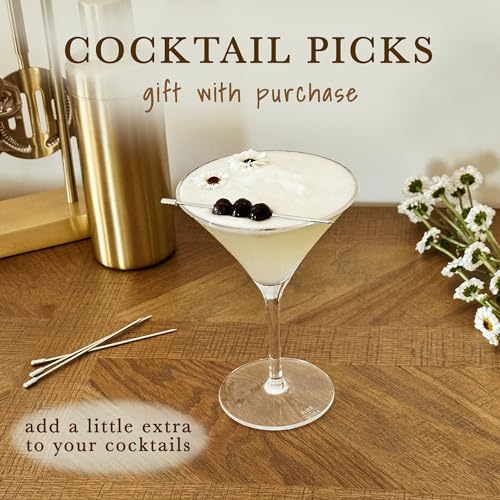 Lead-Free Crystal Martini Glasses, 7oz Handblown Cocktail Glassware - Set of 4