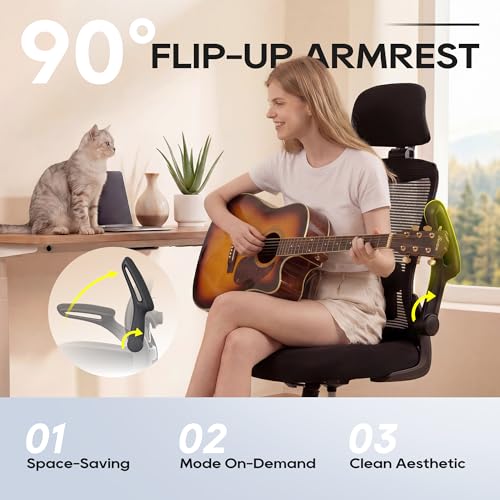 Ergonomic Office Chair with Adjustable Lumbar Support and Flip-Up Armrests