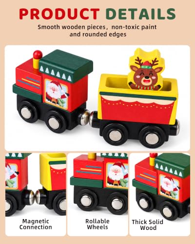 Holidays Toddler Advent Calendar 2026 Wooden Train Set with 24 Magnetic Surprises