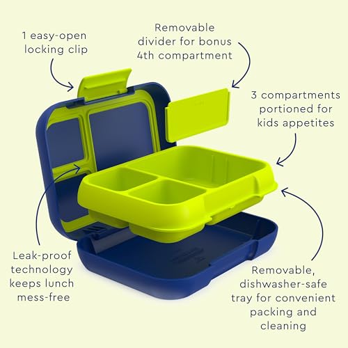Leak-Proof Bento Lunch Box with Removable Divider for Kids & Teens, 5-Cup