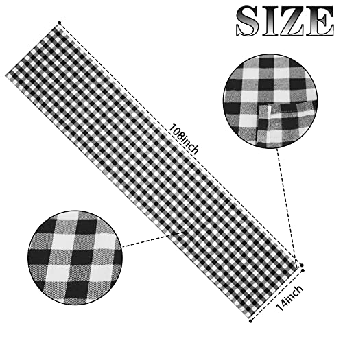 Buffalo Check Table Runner Black & White 14x108in - Farmhouse Decor