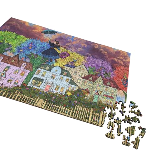 Wooden Jigsaw Puzzle for Adults - Unique Shaped Pieces - Made in USA - 414 Pieces