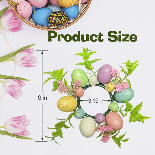 3-Pack Easter Egg Candle Rings - 9" Spring Mini Wreaths for Table Decor