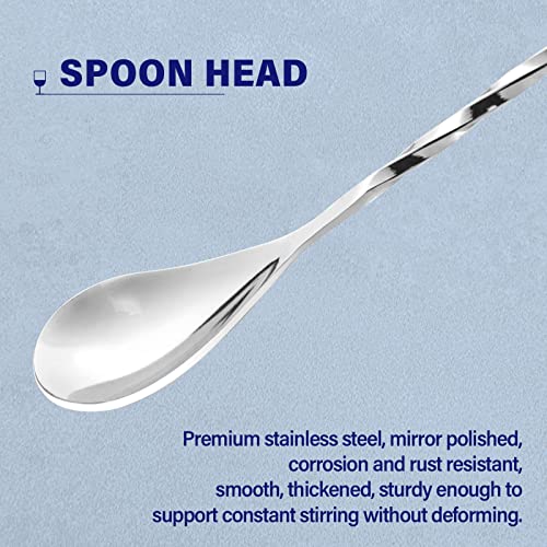 12-Inch Stainless Steel Bar Spoons, Long Handle Cocktail Stirrers (Set of 2)