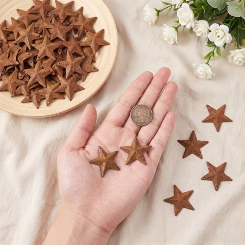 40 Pcs Rustic Metal Barn Star Decorations - Antique Mini Hanging Stars for Farmhouse & Crafts